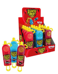 Bazooka Candy Brands Juicy Drop Strawberry / Blackcurrant Lollipop - 26 gms